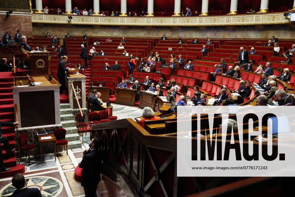 Paris, France le 28 octobre 2024 - Examen en seance publique du Budget de la Securite sociale pour 2025, le PLFSS - Public session examination of the Social Security Budget for 2025, the PLFSS Ici Genevieve Darrieussecq, ministre de la sante et de l acces aux soins, Paul Christophe, ministre des solidarites, de l autonomie et de l egalite entre les femmes et les hommes, Astrid Panosyan-Bouvet, ministre du travail et de l emploi, et Laurent Saint-Martin, ministre delegue charge du budget et des comptes publics et Frederic Valletoux