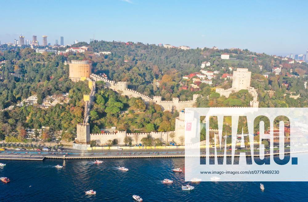 (241029) -- ISTANBUL, Oct. 29, 2024 -- An aerial drone photo taken on Oct. 29, 2024 shows a view of Rumeli Fortress in Istanbul, T¨¹rkiye. Rumeli Fortress, a typical example of Ottoman military architecture, is located on the west side of the Bosphorus Strait in Istanbul. ) T?RKIYE-ISTANBUL-RUMELI FORTRESS LiuxLei