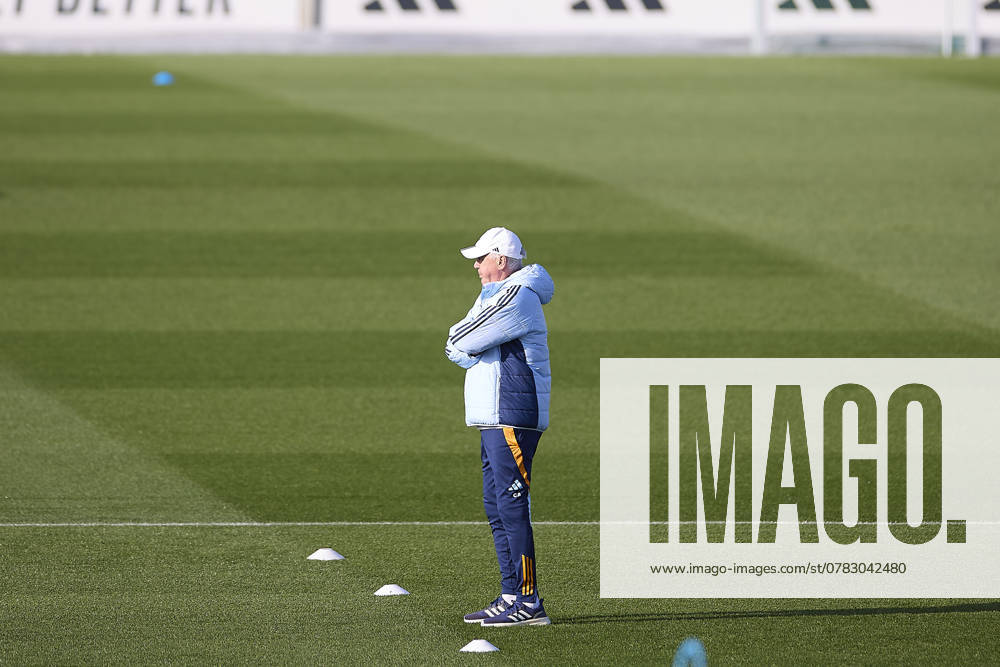 Real Madrid CF Training Session and Press Conference in Madrid, Spain - 03 Dec 2024 Carlo Ancelotti, the head coach of Real Madrid CF seen during the training session on the eve of the 2024 2025 La Liga EA Sports week 19 football match between Athletic Club and Real Madrid CF at Ciudad Real Madrid. Madrid Spain