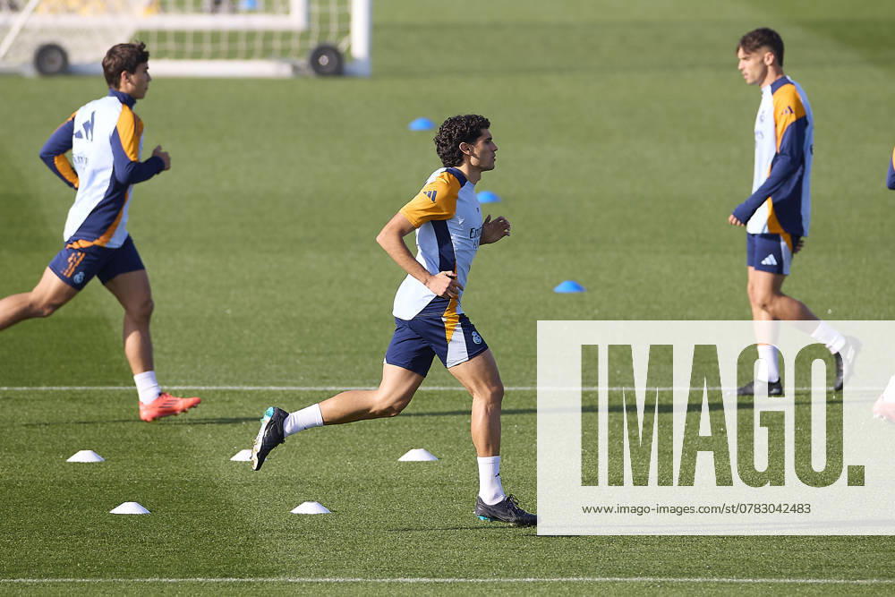 Real Madrid CF Training Session and Press Conference in Madrid, Spain - 03 Dec 2024 Jesus Vallejo of Real Madrid CF warms up during the training session on the eve of the 2024 2025 La Liga EA Sports week 19 football match between Athletic Club and Real Madrid CF at Ciudad Real Madrid. Madrid Spain