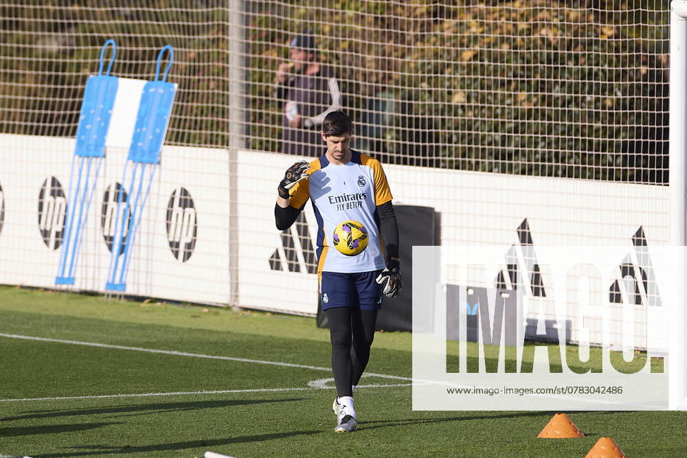 Real Madrid CF Training Session and Press Conference in Madrid, Spain - 03 Dec 2024 Thibaut Courtois of Real Madrid CF seen in action during the training session on the eve of the 2024 2025 La Liga EA Sports week 19 football match between Athletic Club and Real Madrid CF at Ciudad Real Madrid. Madrid Spain