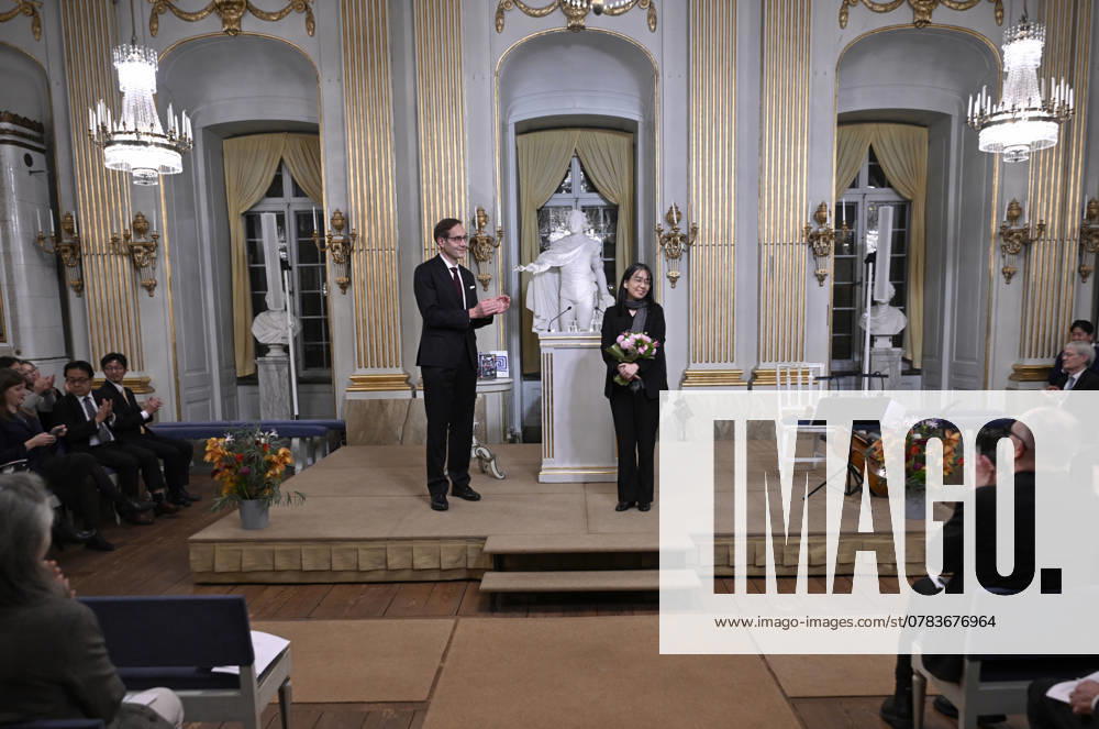 STOCKHOLM, SWEDEN 20241207 Mats Malm, Permanent President of the Swedish Academy, and Nobel Laureate in Literature Han Kang after this years Nobel Prize Lecture in Literature at the Swedish Academy on Saturday STOCKHOLM SWEDEN