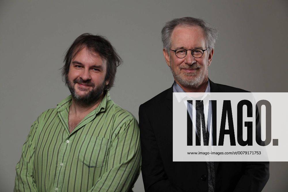 Left to right: Producer Peter Jackson with Director Producer Steven Spielberg behind-the-scenes on THE ADVENTURES OF TINTIN, from Paramount Pictures and Columbia Pictures in association with Hemisphere Media Capital. Hollywood CA USA