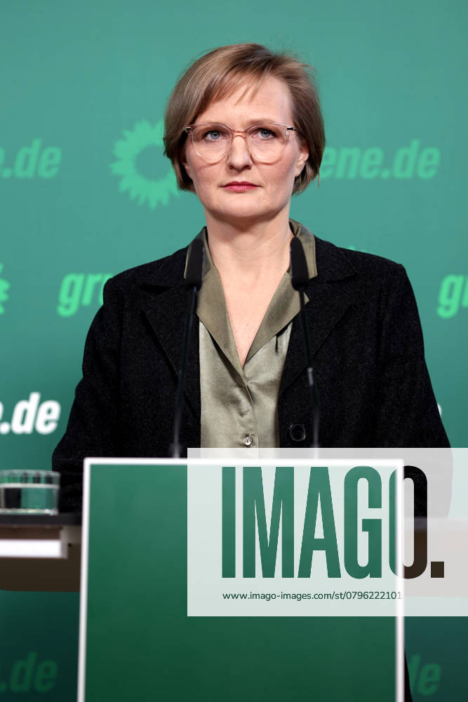 Franziska Brandner, Co-Vorsitzende von Buendnis 90 Die Gruenen, PK nach den Gremiensitzungen und dem Fall Gelbhaar, DEU, Berlin