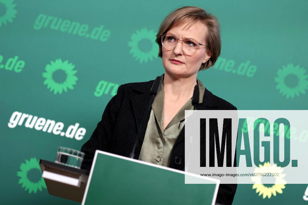Franziska Brandner, Co-Vorsitzende von Buendnis 90 Die Gruenen, PK nach den Gremiensitzungen und dem Fall Gelbhaar, DEU, Berlin