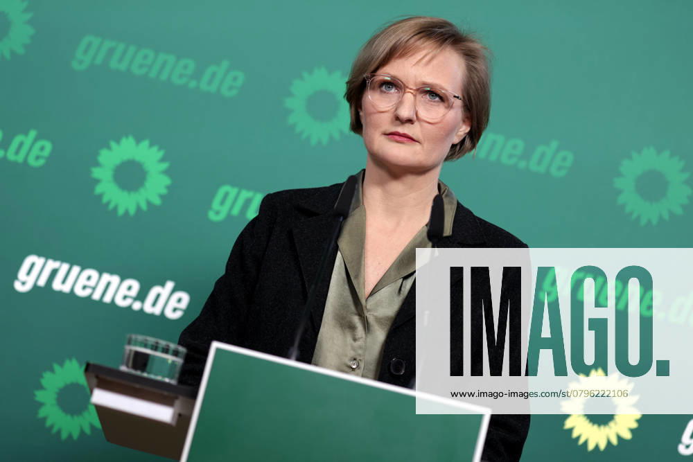 Franziska Brandner, Co-Vorsitzende von Buendnis 90 Die Gruenen, PK nach den Gremiensitzungen und dem Fall Gelbhaar, DEU, Berlin