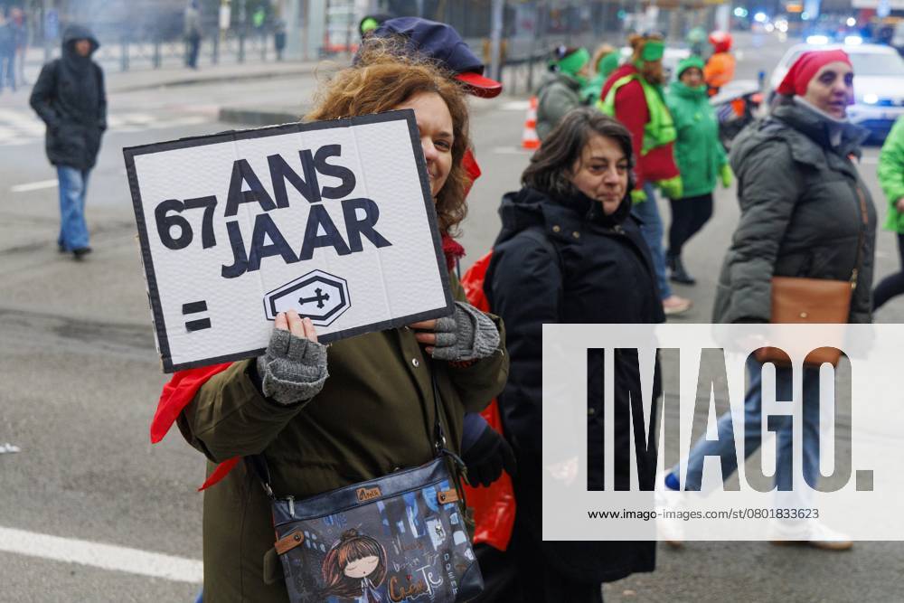 Protesters pictured during a national demonstration against the new government declaration, organized by the three national trade unions, Thursday 13 February 2025 in Brussels. NICOLASxMAETERLINCK 112369369