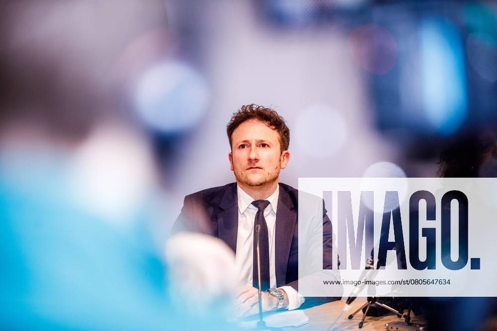 Brussels King s Prosecutor Julien Moinil pictured during a press conference regarding the arrest of French-Italian criminal Antonio Ferrara, Friday 28 February 2025, at the Belgian federal police headquarters, in Brussels. Ferrara was arrested Yesteday with seven others in Eupen during a joint operation executed by French and Belgian police. The group allegedly planned a robbery on a secured cash depot in Germany. Ferrara is known as the escape king for having escaped from prison twice. HATIMxKAGHAT 113652252