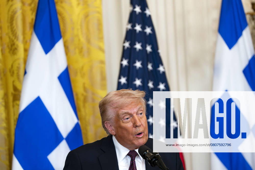 President Donald Trump hosts an event celebrating Greek Independence Day in the East Room of the White House in Washington, DC on Monday, March 24, 2025. Trump signed a proclamation declaring March 25 Greek Independence Day. WAP20250324315 BONNIExCASH
