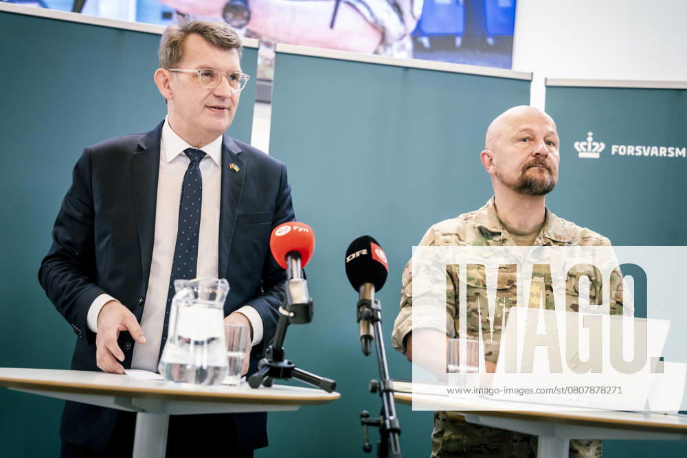 DENMARK The Minister of Defence holds a press conference on the launch of the drone center Minister of Defence Troels Lund Poulsen (V) and Deputy Chief of Defence Kenneth Pedersen hold a press conference on the launch of the drone center at HCA Airport in Odense, Friday, March 28, 2025. The Defence s Drone Center is established at the airport in Odense and will have about 100 employees associated. (Photo: Mads Claus Rasmussen Ritzau Scanpix) , Odense Denmark