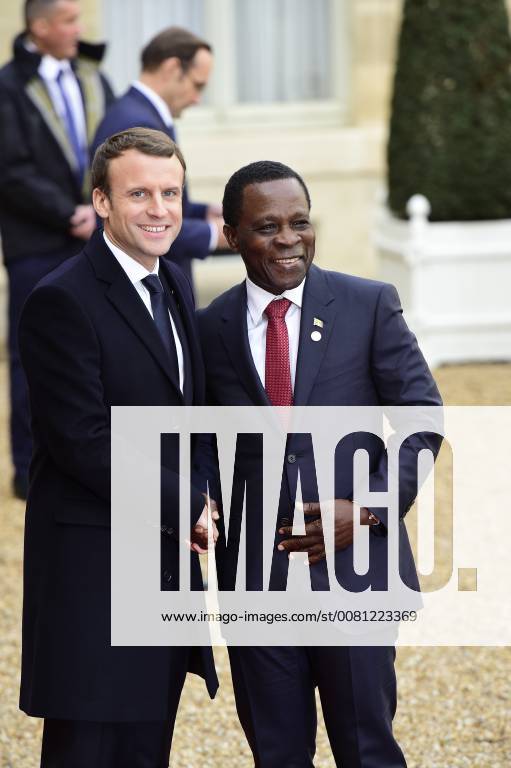 Emmanuel Macron - president de la Republique et Keith Mitchell - premier ministre de la Grenade NEWS : Climat Planete au Palais de l Elysee - Paris - 12 12 2017 JBAutissier Panoramic