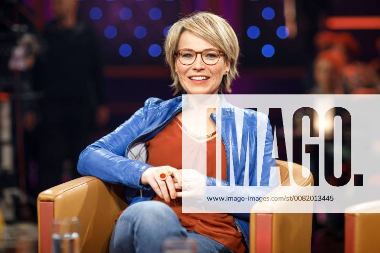 MDR - Riverboat. Moderatorin Andrea Ballschuh anläßlich der Aufzeichnung der MDR - Talkshow Riverboat am 23.02.2018 im Studio 3 der Mediacity Leipzig.
