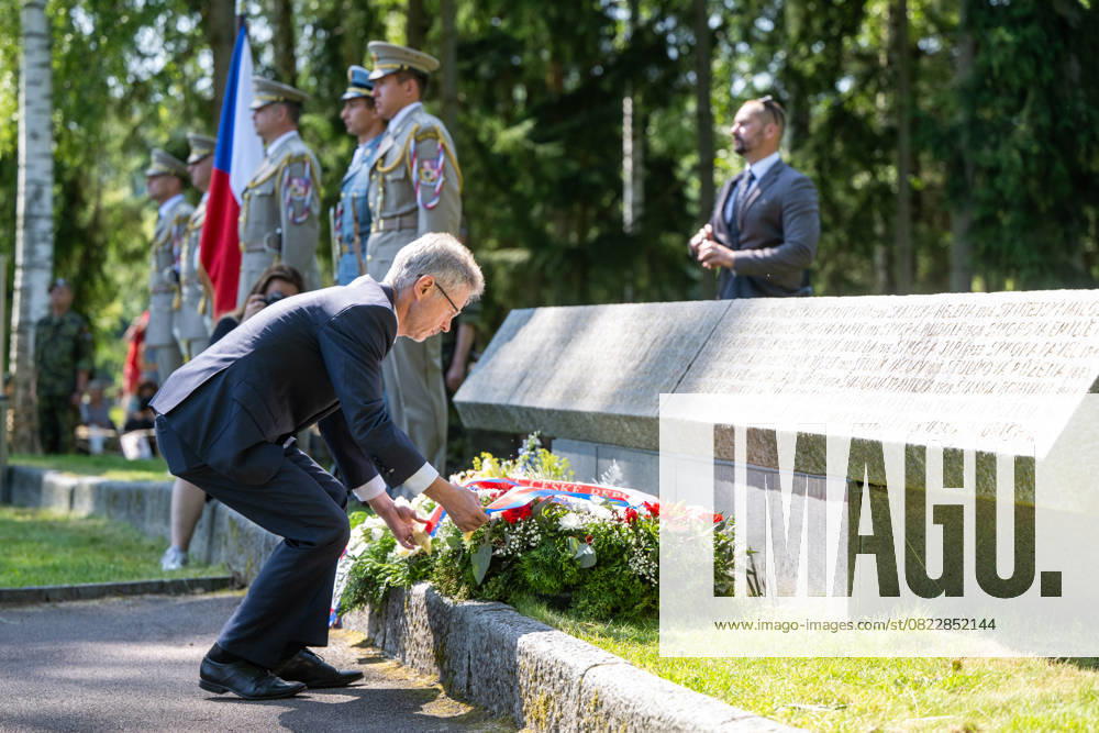 Czech Senate President Milos Vystrcil took part in commemorative act on the 83rd anniversary of the extermination of the Lezaky settlement, at the Lezaky Memorial, Miretice, Chrudim district, Pardubice Region, June 22, 2025. (CTKxPhoto JosefxVostarek) CTKPhotoP2025062202635 CTKPhotoP2025062202635