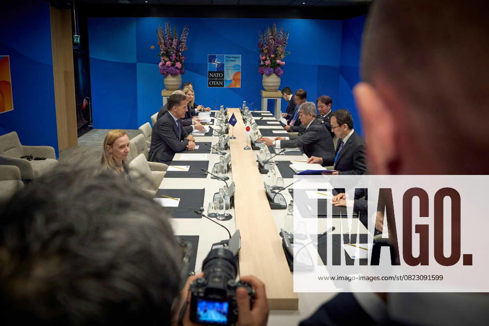 NATO Secretary General Mark Rutte meets with Japanese Foreign Minister Takeshi Iwaya at the 2025 NATO Summit in The Hague, Netherlands, on Tuesday, June 24, 2025. WAX2025062414 NATO