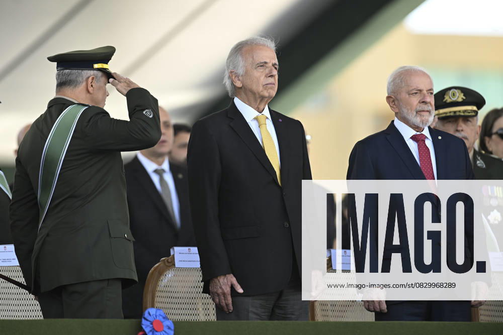 Brazilian president Lula da Silva attends Soldier s Day ceremony in Brasilia BRASILIA, BRAZIL - AUGUST 22: Brazilian President Luiz Inacio Lula da Silva (R) and Brazilian Army commander General Tomas Miguel Mine Ribeiro Paiva attend the ceremony marking Soldier s Day at the Army headquarters in Brasilia, Brazil on August 22, 2024. Brazil World. Editorial use only. Please get in touch for any other usage.