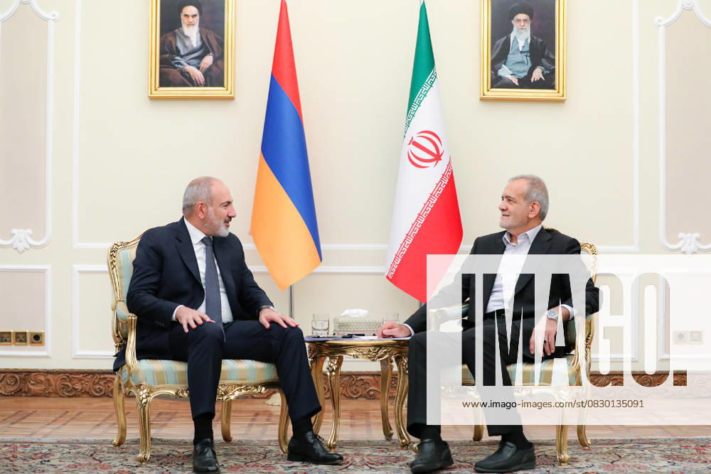 Masoud Pezeshkian - Nikol Pashinyan meeting in Tehran TEHRAN, IRAN - JULY 30: (---- - MANDATORY CREDIT - IRANIAN PRESIDENCY HANDOUT - NO MARKETING NO ADVERTISING CAMPAIGNS - DISTRIBUTED AS A SERVICE TO CLIENTS----) Iranian newly-elected President Masoud Pezeshkian meets Armenian Prime Minister Nikol Pashinyan in Tehran, Iran on July 30, 2024. Tahran Iran. Editorial use only. Please get in touch for any other usage.