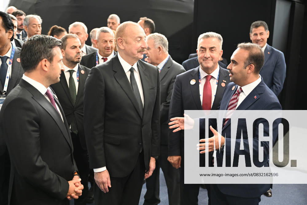 74th International Astronautical Congress kicks off in Azerbaijan BAKU, AZERBAIJAN - OCTOBER 02: Turkish Minister of Industry and Technology Mehmet Fatih Kacir (R) talks to Azerbaijani President Ilham Aliyev (2nd L) as they attend the opening ceremony of 74th International Astronautical Congress - IAC in Baku, Azerbaijan on October 02, 2023. Baki Azerbaijan. Editorial use only. Please get in touch for any other usage.