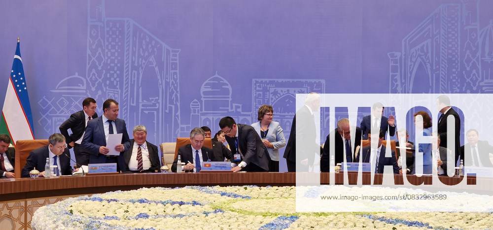 Commonwealth of Independent States summit in Samarkand, Uzbekistan TASHKENT, UZBEKISTAN - APRIL 14: A view from a hall during Foreign Ministers of the Commonwealth of Independent States summit at the Congress Center in Samarkand, Uzbekistan on April 14, 2023. Taskent Uzbekistan. Editorial use only. Please get in touch for any other usage.
