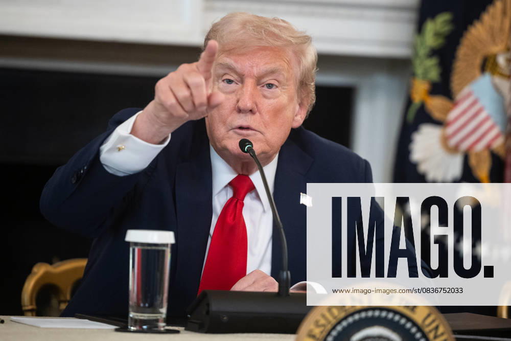 United States President Donald J Trump speaks during a roundtable on antifa in the State Dining Room of the White House in Washington, DC, USA, October 8, 2025 Credit Francis Chung Pool via CNP AdMedia 449494 2025 10 08 District of Columbia Washington