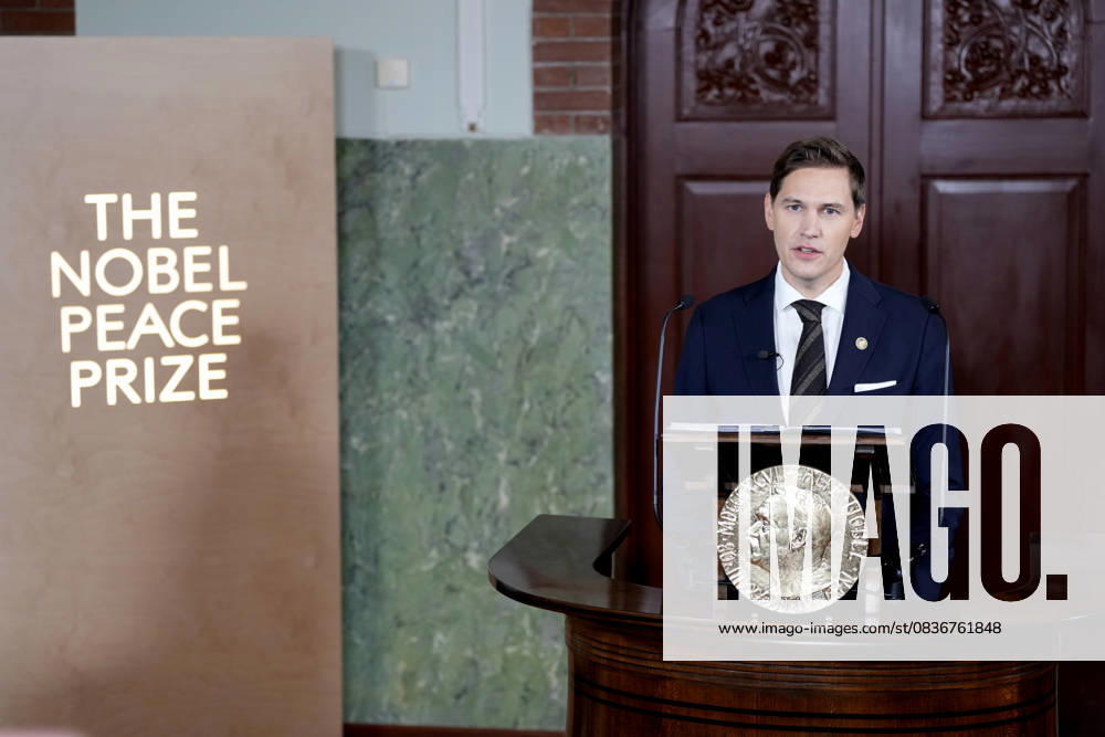Nobel Peace Prize 2025 Oslo 20251010. The Chairman of the Nobel Committee, Joergen Watne Frydnes, announces that Venezuelan opposition leader Maria Corina Machado is the laureate of the Nobel Peace Prize for 2025. The announcement will take place at the Nobel Institute in Oslo on Friday. Photo: Rodrigo Freitas NTB Oslo Norway 92kbPh2uSZs Ref:_POL92kbPh2uSZs.jpg