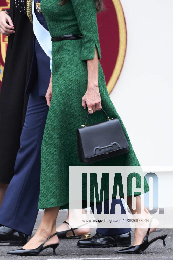Madrid Princess Sofia and Queen Letizia attend the tribute ceremony to the national flag and the military parade during the National Day, Dia de la Hispanidad, at Plaza de Canovas del Castillo in Madrid. No Spain Â