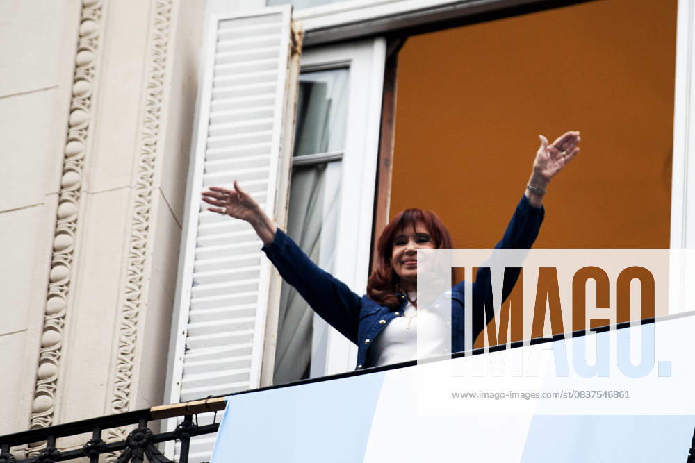 On Peronist Loyalty Day, 80 years after October 17, 1945, Peronist protesters marched to greet Cristina Kirchner, the current leader of Peronism, at 1111 San Jose Street in Buenos Aires, where she is serving house arrest. Cristina greets her followers from the balcony of her home. Buenos Aires argentina - ZUMAr233 20251017_zip_r233_009