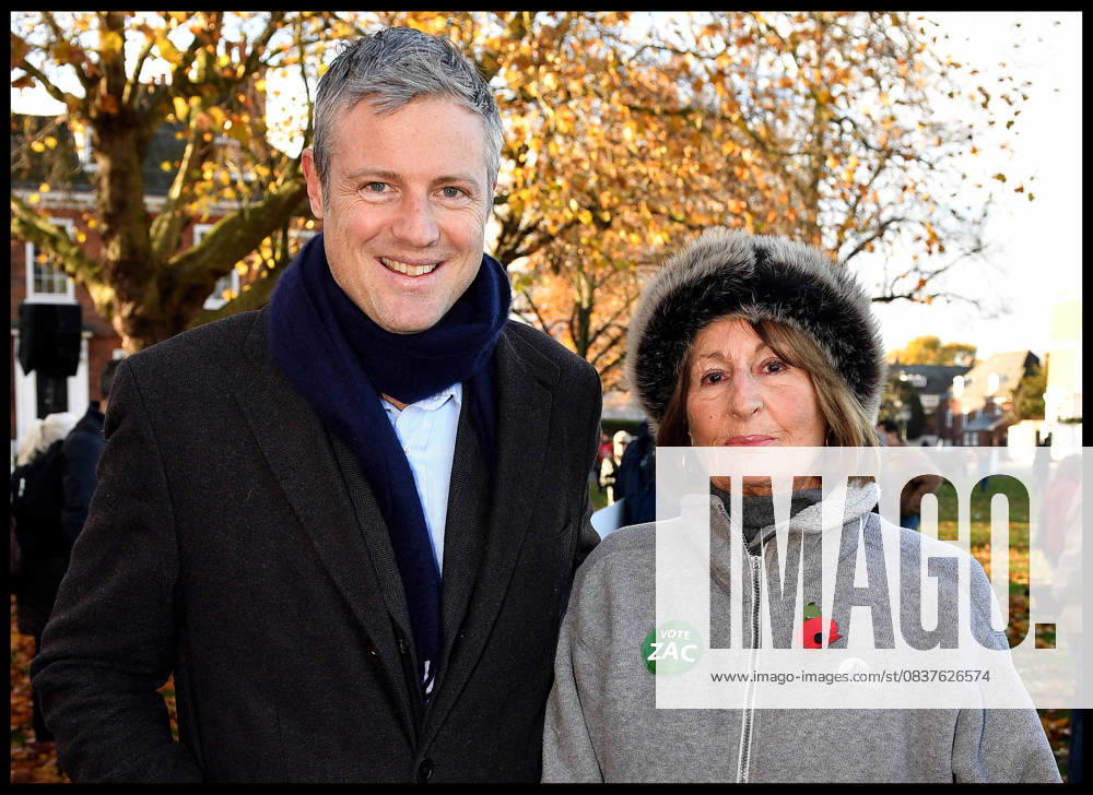 London, United Kingdom. Zac Goldsmith Heathrow rally. Richmond. Independent candidate for Richmond Zac Goldsmith with his mother Lady Annabel Goldsmith, at a rally on Richmond Green, against the Heathrow expansion. Zac Goldsmith with supporters of NO to the 3rd Runway at Heathrow.