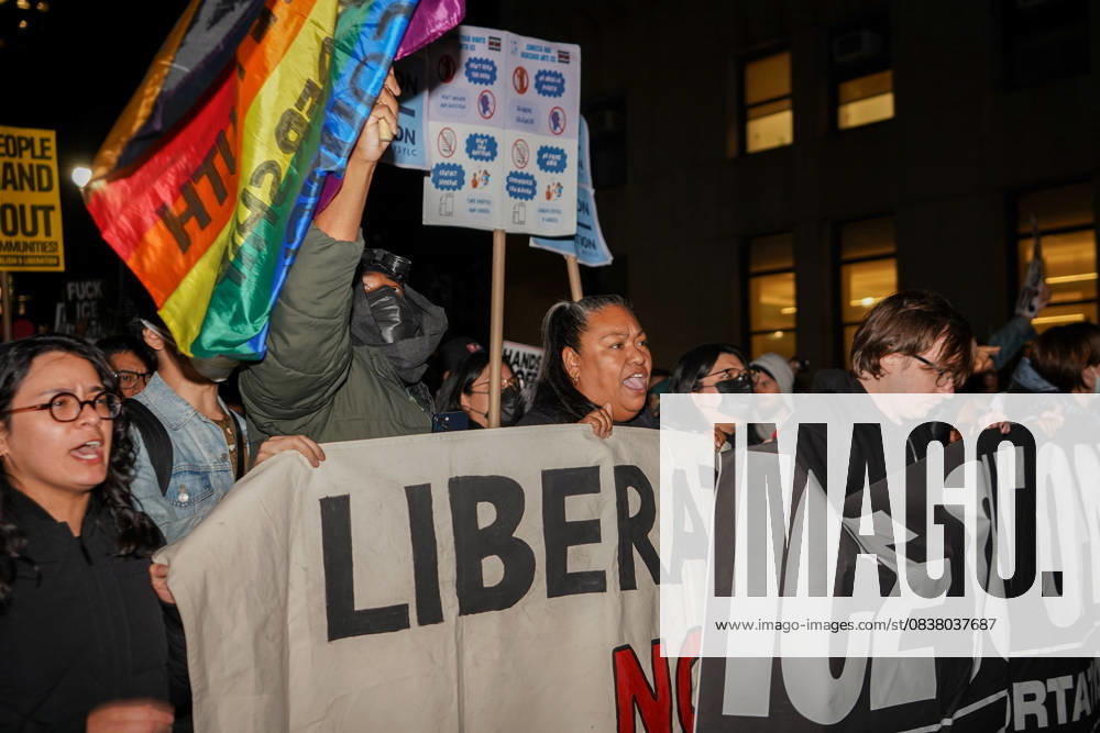 Demonstrators march through downtown Manhattan during a protest against ICE following the Chinatown raid in New York City. New York USA - ZUMAa266 20251022_znp_a266_004