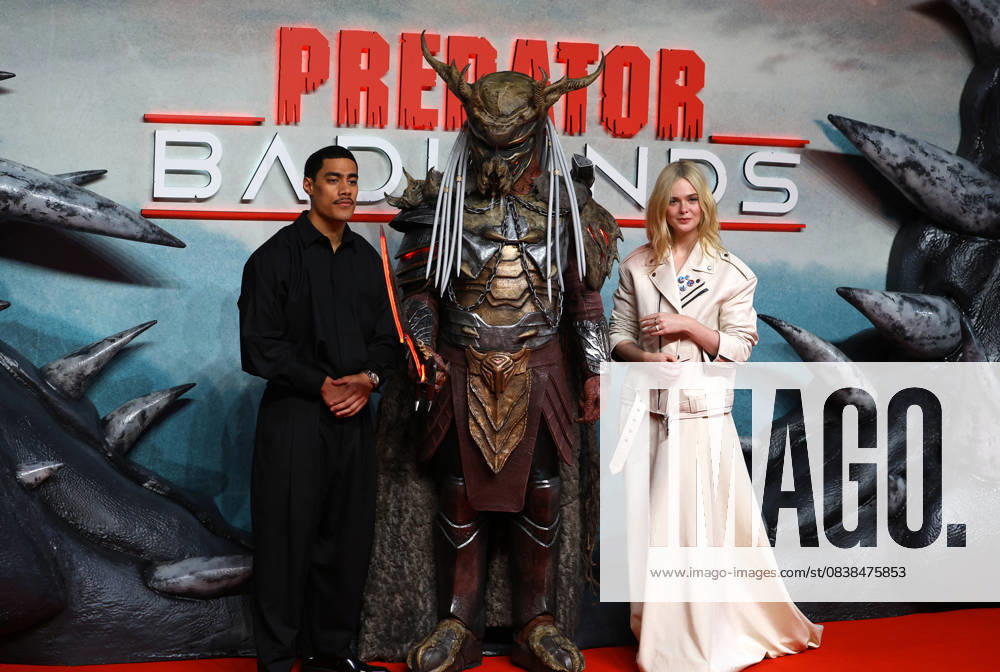Dimitrius Schuster-Koloamatangi, Father and Elle Fanning attend the UK Special Screening of Predator: Badlands at BFI IMAX. London United Kingdom - ZUMAs197 20251027_aaa_s197_106