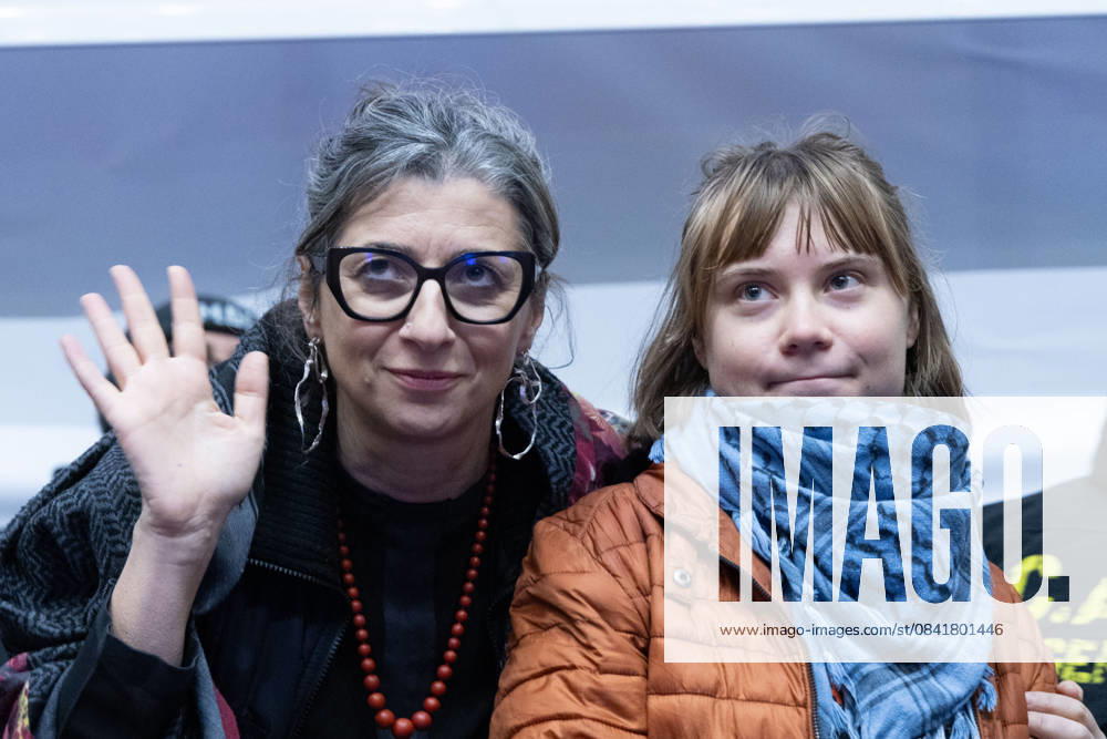 Greta Thunberg and Francesca Albanese participate in the conference Rebuild Justice at the Faculty of Law of Roma Tre University in Rome.