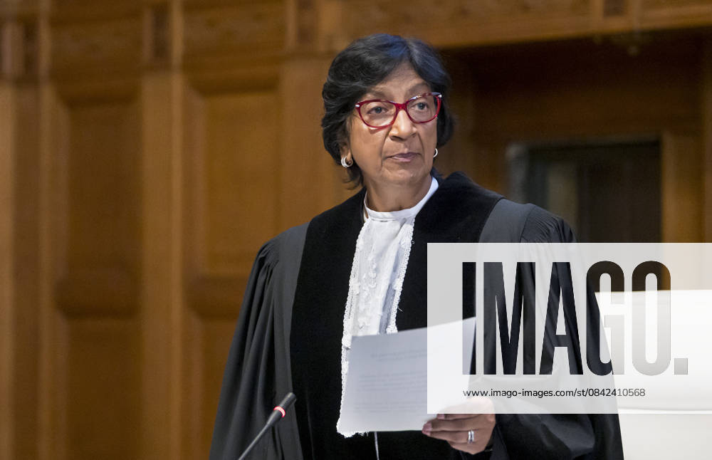 Investigation of the crime of genocide towards Rohingya Muslims in Myanmar THE HAGUE, NETHERLANDS - DECEMBER 10: (---- – MANDATORY CREDIT - INTERNATIONAL COURT OF JUSTICE HANDOUT - NO MARKETING NO ADVERTISING CAMPAIGNS - DISTRIBUTED AS A SERVICE TO CLIENTS----) H.E. Ms Navanethem Pillay, ad hoc Judge reads the solemn declaration during Application of the Convention on the Prevention and Punishment of the Crime of Genocide Public hearings on the provisional measures requested by The Gambia against Myanmar at International Court of Justice in The Hague, Netherlands on December 10, 2019. Netherlands World. Editorial use only. Please get in touch for any other usage.