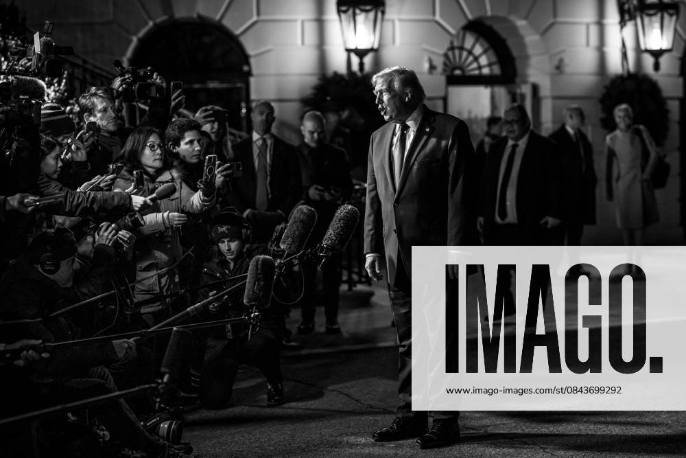 President Donald Trump speaks to members of the media before boarding Marine One on the South Lawn of the White House en route Joint Base Andrews, Maryland on Friday, December 19, 2025, for a trip to Rocky Mount, North Carolina., Credit:Joyce N. Boghosian Avalon