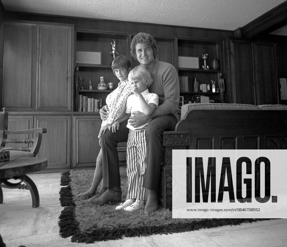 Michael Landon at home in Stone Canyon with his family, c. 1967