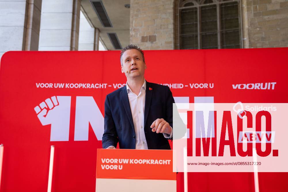 FGTB-ABVV chairman Bert Engelaar pictured at a meeting of Flemish socialist party Vooruit, socialist social insurance company Solidaris and socialist trade union ABVV, on Thursday 30 April 2026 in Brussels, the eve of Labour Day on May 1st, the International Workers Day. MARIUS BURGELMAN MariusxBurgelman 172490421