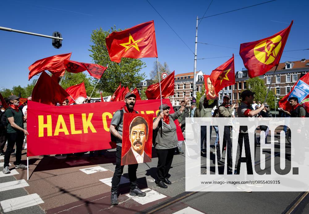 AMSTERDAM - Demonstrators during an FNV march against the coalition agreement on Labour Day. The union believes that Europe is scaling back legislation and regulations that protect workers too much. SEM VAN DER WAL ANP netherlands out - belgium out