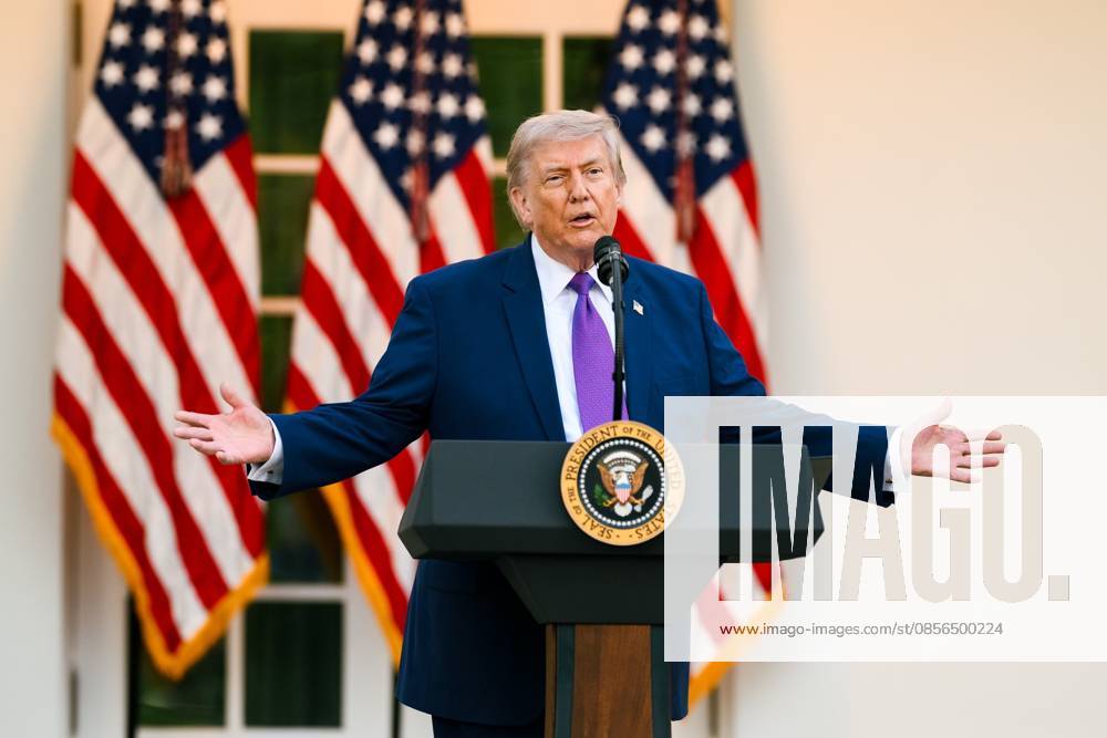 United States President Donald J Trump makes remarks as he hosts a group of law enforcement leaders United States President Donald J Trump makes remarks as he hosts a group of law enforcement leaders for a dinner to celebrate the start of National Police Week, in the Rose Garden of the White House in Washington, DC, USA, on Monday, May 11, 2026. Photo by White House Press Office apaimages Washington USA United States of America 110526_USA_USPO_00(2)