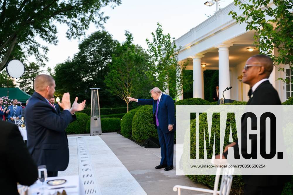 United States President Donald J Trump makes remarks as he hosts a group of law enforcement leaders United States President Donald J Trump makes remarks as he hosts a group of law enforcement leaders for a dinner to celebrate the start of National Police Week, in the Rose Garden of the White House in Washington, DC, USA, on Monday, May 11, 2026. Photo by White House Press Office apaimages Washington USA United States of America 110526_USA_USPO_00(3)