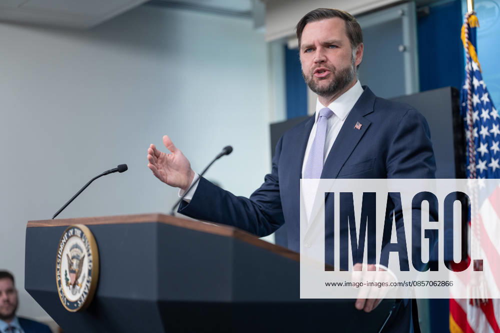 Vice President JD Vance gives remarks during a press conference in the James Brady Press Briefing Room of the White House in Washington, DC on Tuesday, May 19, 2026. Vance defended the creation of a $1.8 billion Department of Justice fund that would compensate certain individuals who were investigated and prosecuted by the Biden Administration. WAP20260519612 AARONxSCHWARTZ