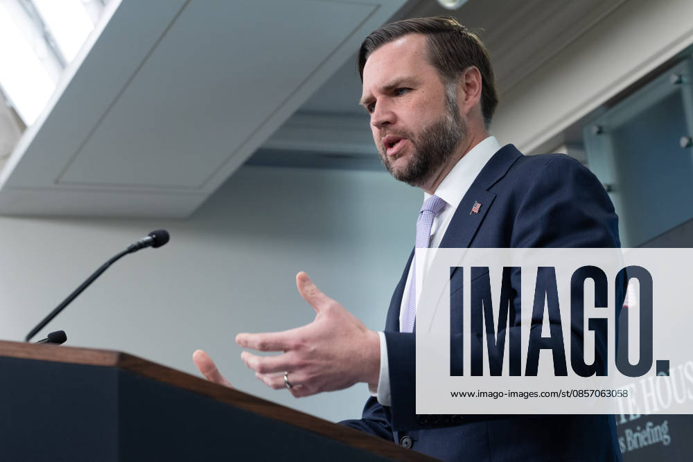 Vice President JD Vance gives remarks during a press conference in the James Brady Press Briefing Room of the White House in Washington, DC on Tuesday, May 19, 2026. Vance defended the creation of a $1.8 billion Department of Justice fund that would compensate certain individuals who were investigated and prosecuted by the Biden Administration. WAP20260519614 AARONxSCHWARTZ