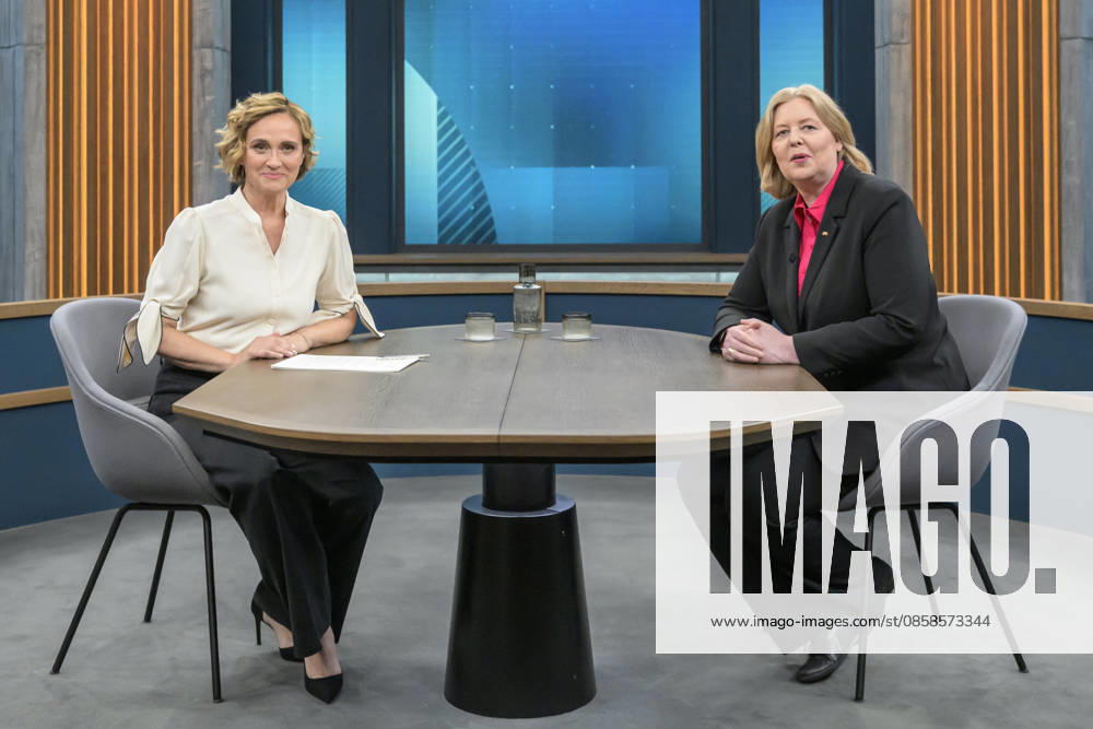 Im Bild v.l.: Caren Miosga, Bärbel Bas (SPD), Parteivorsitzende, Bundesministerin für Arbeit und Soziales GER, Berlin, Studio, zu Gast bei - Caren Miosga, Polittalk, TV, Format, Aufzeichnung, Live, Das Erste, aus Adlershof - am Studio 20, Thema: Ist die SPD bereit für große Reformen, Frau Bas?, 07.06.2026,