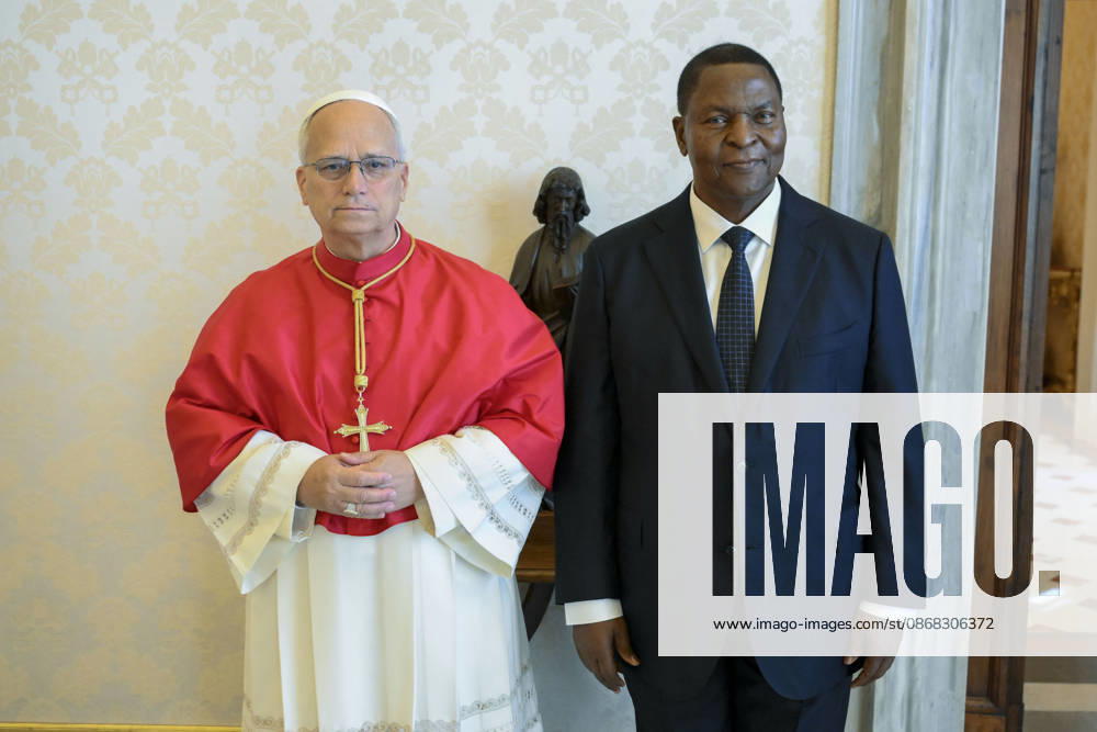 IPA89172098 - Italy, Rome, Vatican, October 1, 2026: Pope Leo XIV receives His Excellency Mr. Faustin Archange Touadera, President of the Central African Republic, in a private audience at the Vatican. Photograph by VATICAN MEDIA Catholic Press Photo