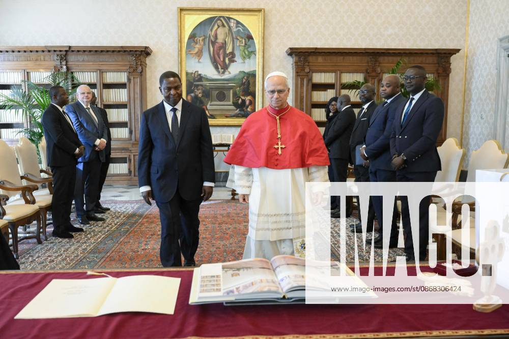 IPA89172100 - Italy, Rome, Vatican, October 1, 2026: Pope Leo XIV receives His Excellency Mr. Faustin Archange Touadera, President of the Central African Republic, in a private audience at the Vatican. Photo by VATICAN MEDIA Catholic Press Photo