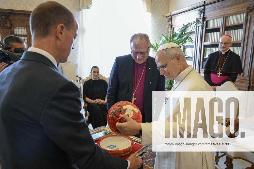 IPA89177466 - Italy, Rome, Vatican, October 1, 2026: Pope Leo XIV receives a delegation from the Lutheran World Federation in a private audience at the Vatican. Photograph by VATICAN MEDIA Catholic Press Photo