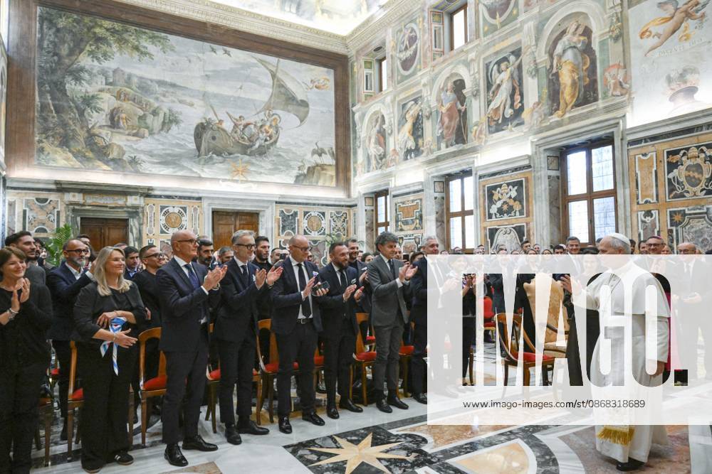 IPA89177608 - Italy, Rome, Vatican, October 1, 2026: Pope Leo XIV receives a delegation from the Hera Group in a private audience at the Vatican. Photograph by VATICAN MEDIA Catholic Press Photo