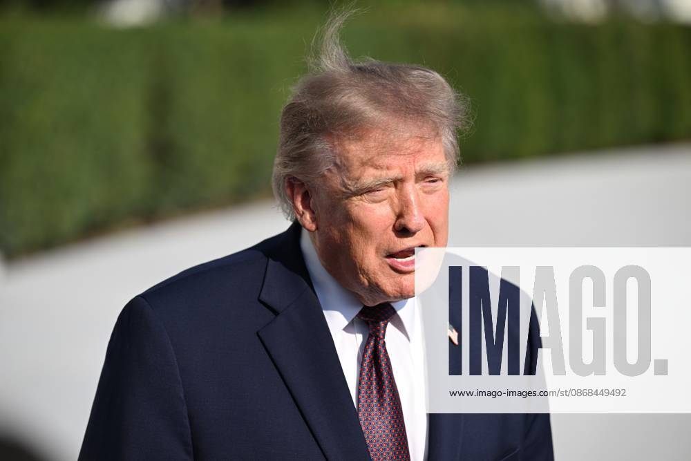 U.S. President Donald Trump talks to the media before boarding Marine One on the South Lawn of the White House in Washington, DC, United States, on October 2, 2026. Washington USA - ZUMAs197 20261002_aaa_s197_277