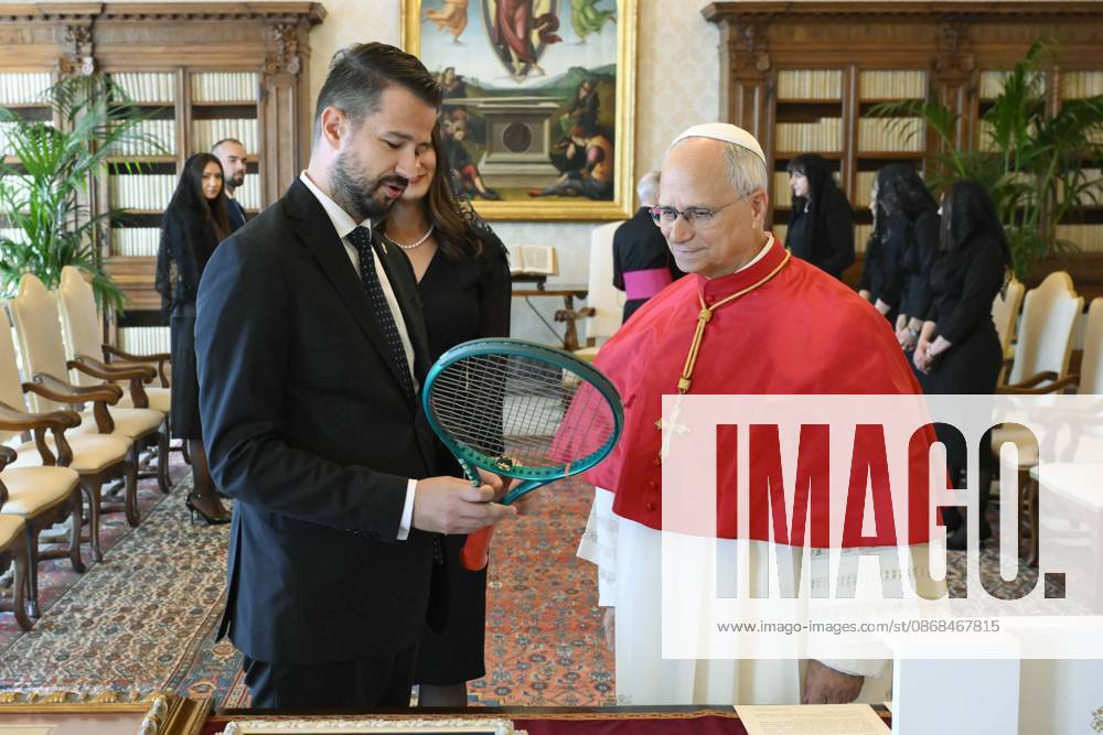 IPA89254425 - Italy, Rome, Vatican, October 3, 2026: Pope Leo XIV receives His Excellency Mr. Jakov Milatovic, President of Montenegro, in a private audience at the Vatican. Photo by VATICAN MEDIA Catholic Press Photo