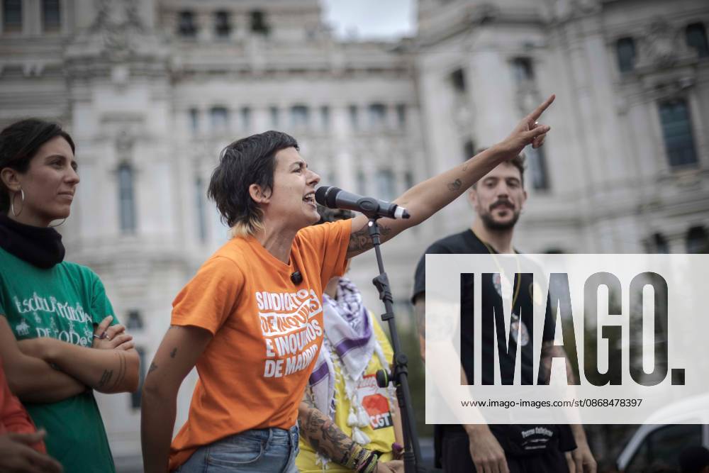 MADRID, SPAIN †OCTOBER 3, 2026: Tens of thousands of people took part in a housing rights demonstration in Madrid organized by the Madrid Tenants Union, which called for a general strike across Spain until measures against real estate speculation in Madrid are approved. The march came one week after a large protest encampment began at Puerta del Sol. The encampment prompted the government to approve two decrees containing housing measures demanded by activists, although Parliament rejected the measures the previous Friday. Demonstrators marched through Madrid as part of the ongoing campaign over housing rights and measures addressing real estate speculation. Madrid Spain - ZUMAq101 20261003_zna_q101_101
