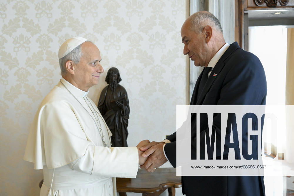 IPA89331404 - Italy, Rome, Vatican, October 5, 2026 Pope Leo XIV receives His Excellency Mr. Janez Jansa, Prime Minister of the Republic of Slovenia, in a private audience at the Vatican. Photograph by VATICAN MEDIA Catholic Press Photo