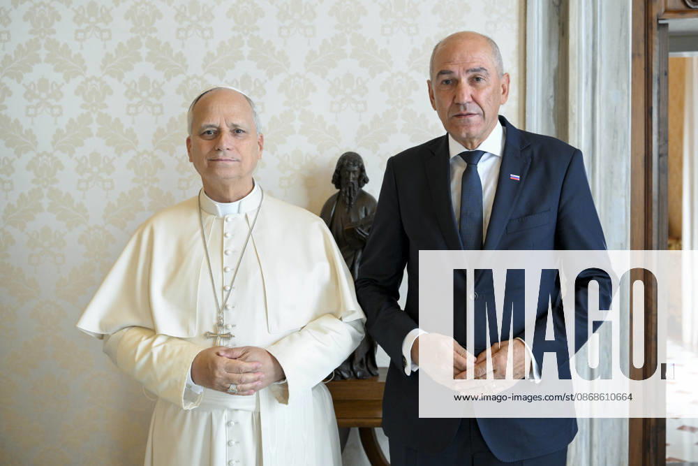 IPA89331405 - Italy, Rome, Vatican, October 5, 2026 Pope Leo XIV receives His Excellency Mr. Janez Jansa, Prime Minister of the Republic of Slovenia, in a private audience at the Vatican. Photograph by VATICAN MEDIA Catholic Press Photo