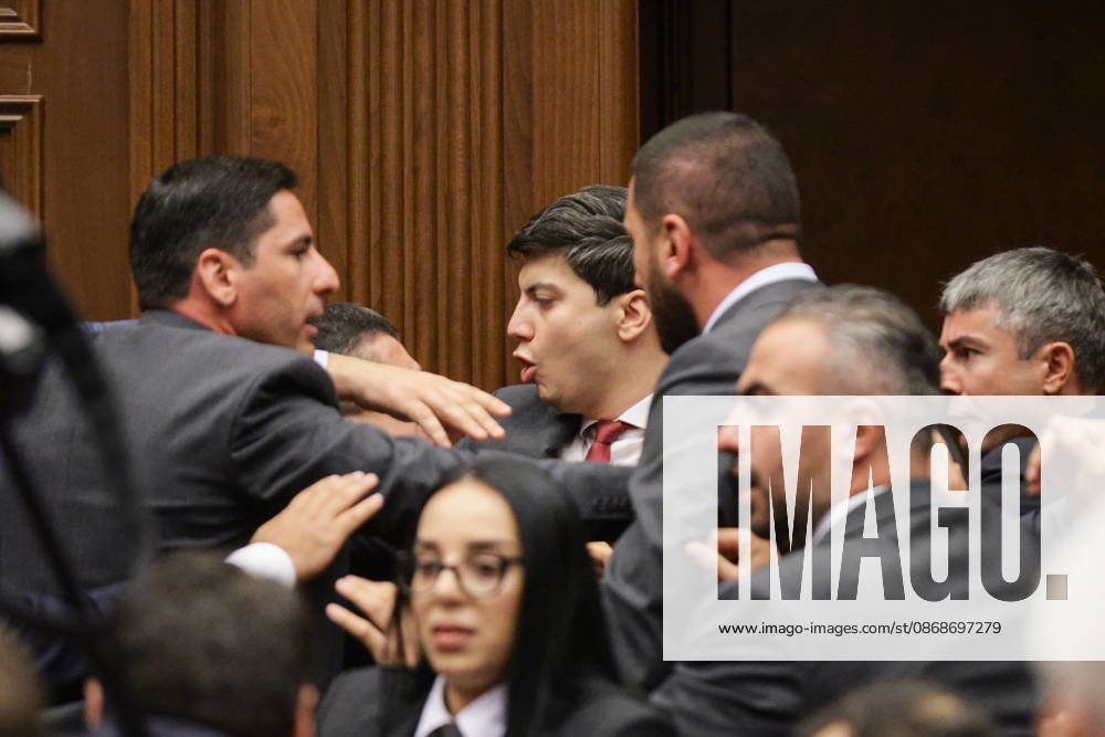 ARMENIA, YEREVAN - OCTOBER 6, 2026: A brawl breaks out between lawmakers during the 2nd session of the Armenian National Assembly of the 9th convocation. Alexander Patrin TASS 98860418